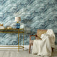 Decadence Wallpaper in Teal and Blue with Gold Glitter