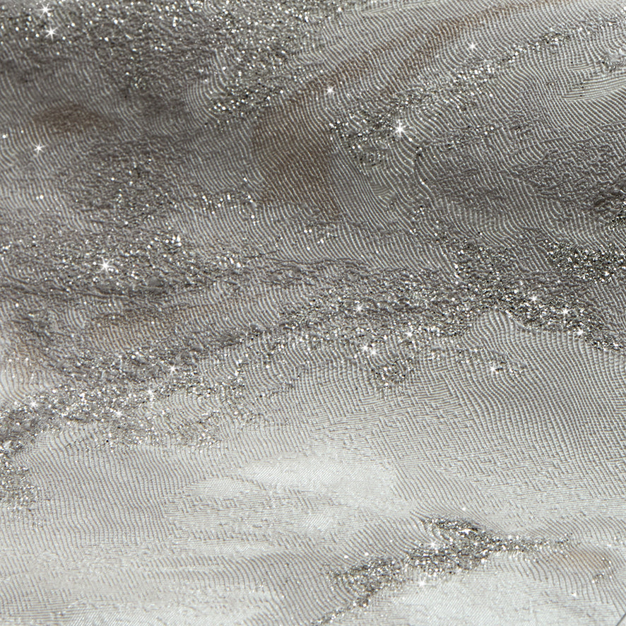 Decadence Wallpaper in White and Grey with Silver Glitter