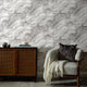 Decadence Wallpaper in White and Grey with Silver Glitter