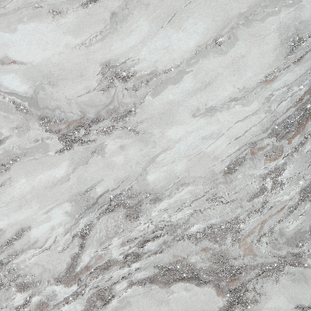 Decadence Wallpaper in White and Grey with Silver Glitter