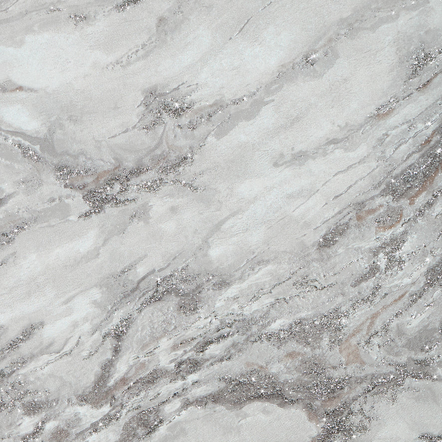 Decadence Wallpaper in White and Grey with Silver Glitter