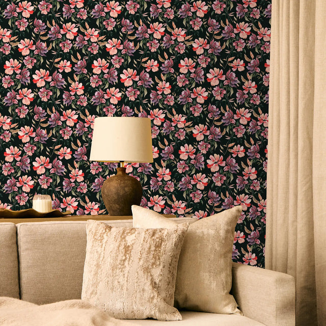Deep Petal Drift Wallpaper in Deep Green