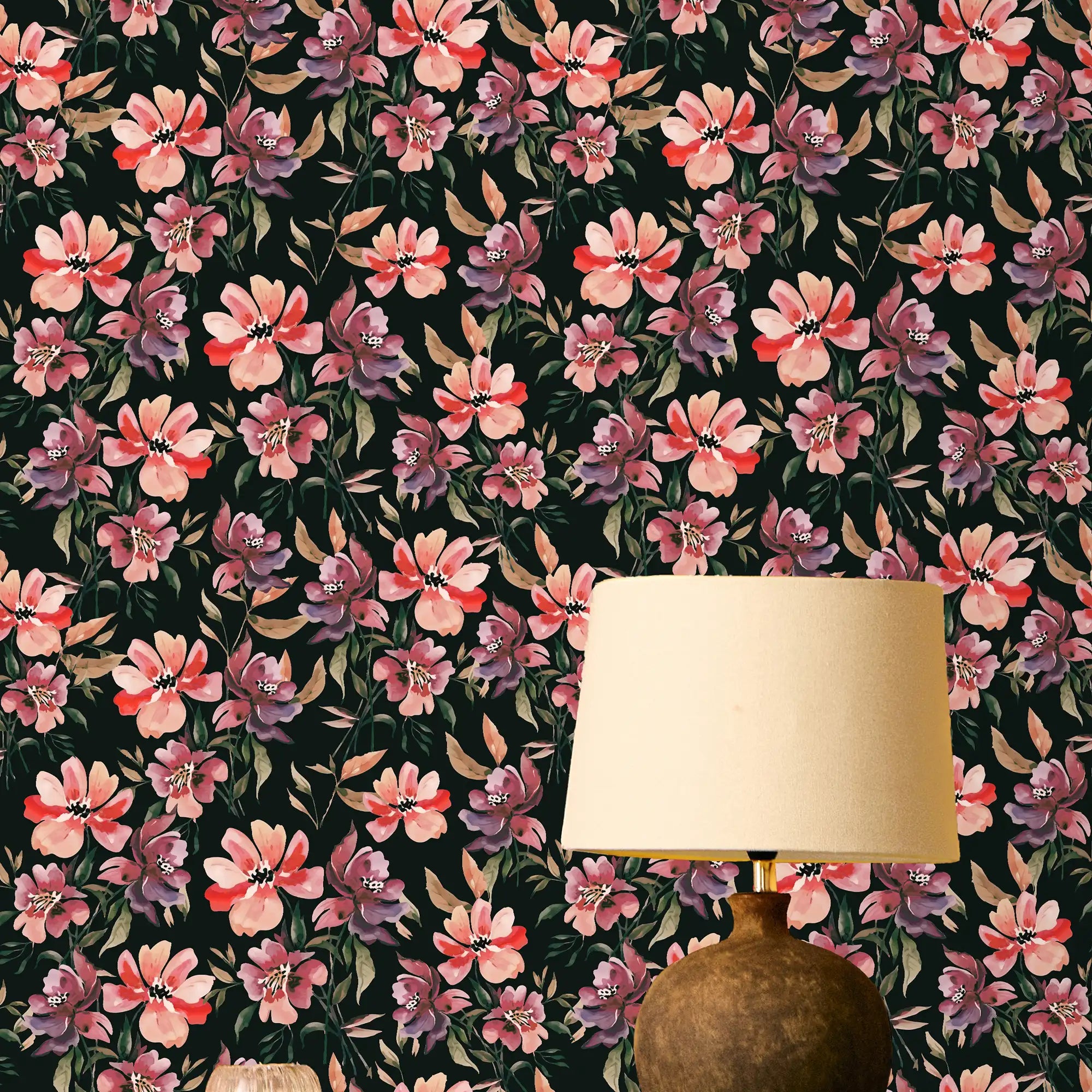 Deep Petal Drift Wallpaper in Deep Green
