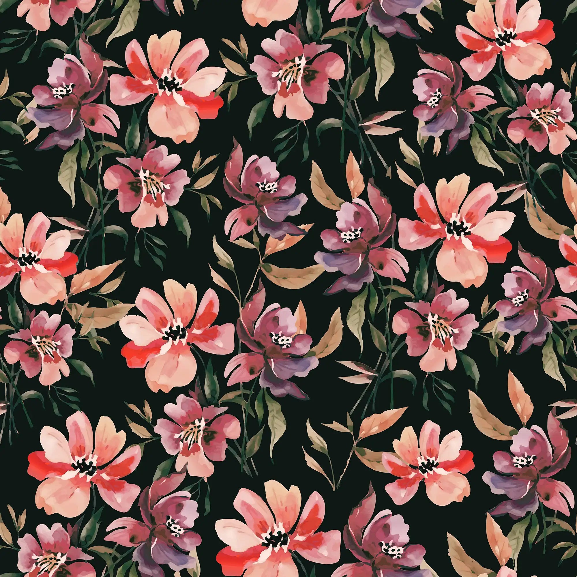 Deep Petal Drift Wallpaper in Deep Green