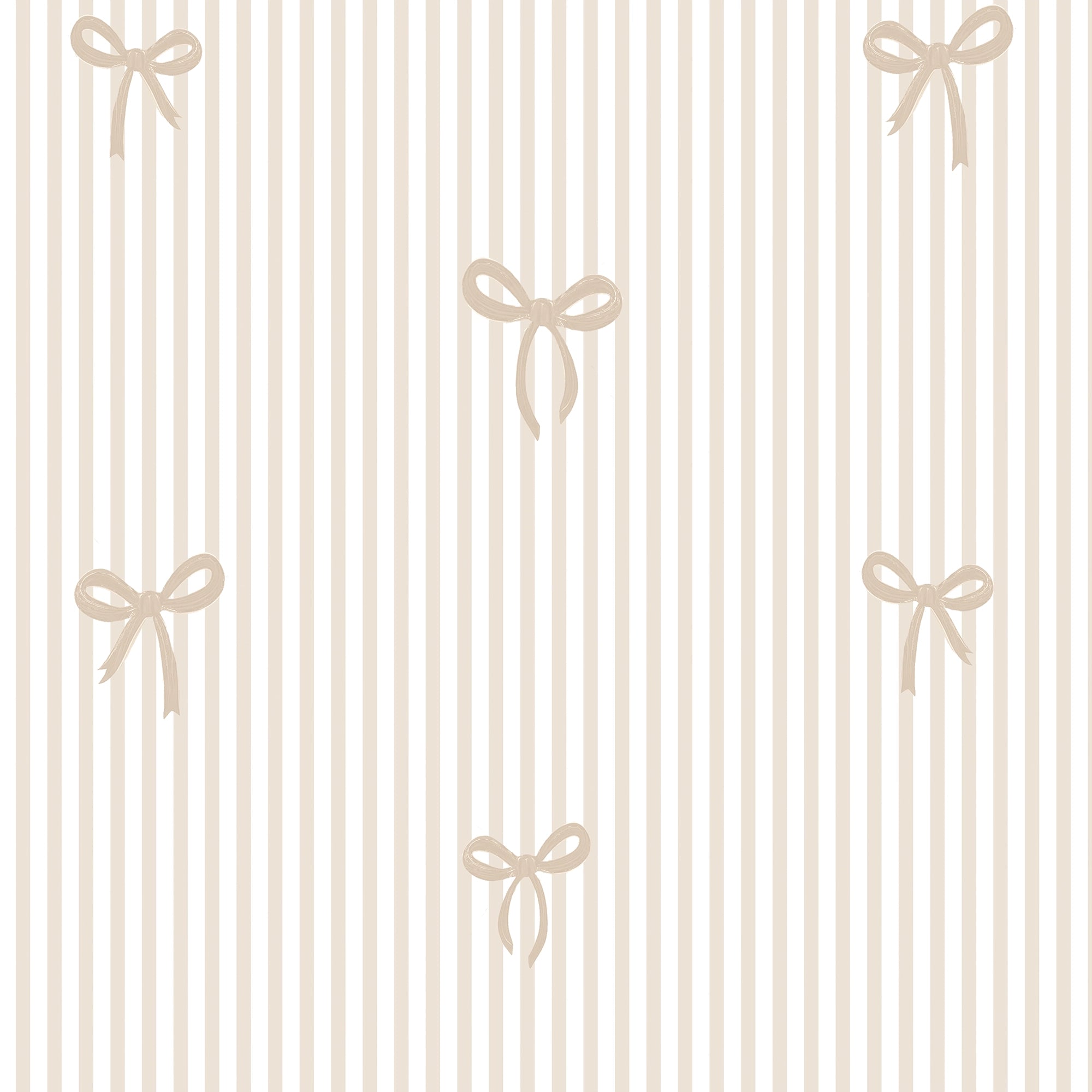 Sample of Delicate Bows on Pinstripe Wallpaper in Natural
