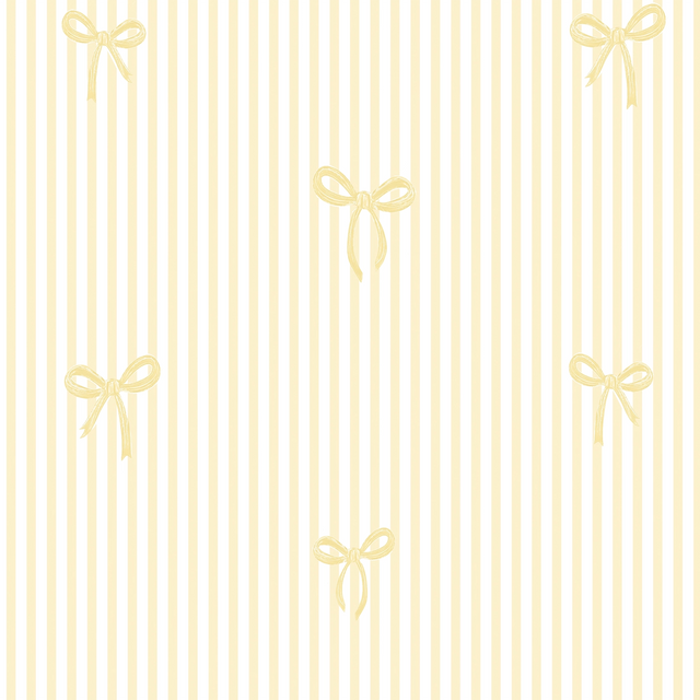 Delicate Bows on Pinstripe Wallpaper in Lemon