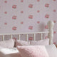Delicate Posy on Pinstripe Wallpaper in Pink