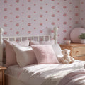 Delicate Posy on Pinstripe Wallpaper in Pink