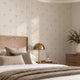 Delicate Bows on Pinstripe Wallpaper in Natural