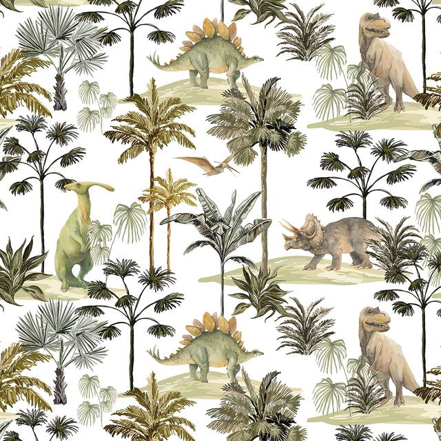 Dino Adventures Wallpaper in Earthy Tones
