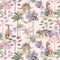 Dino Adventures Wallpaper in Soft Pink