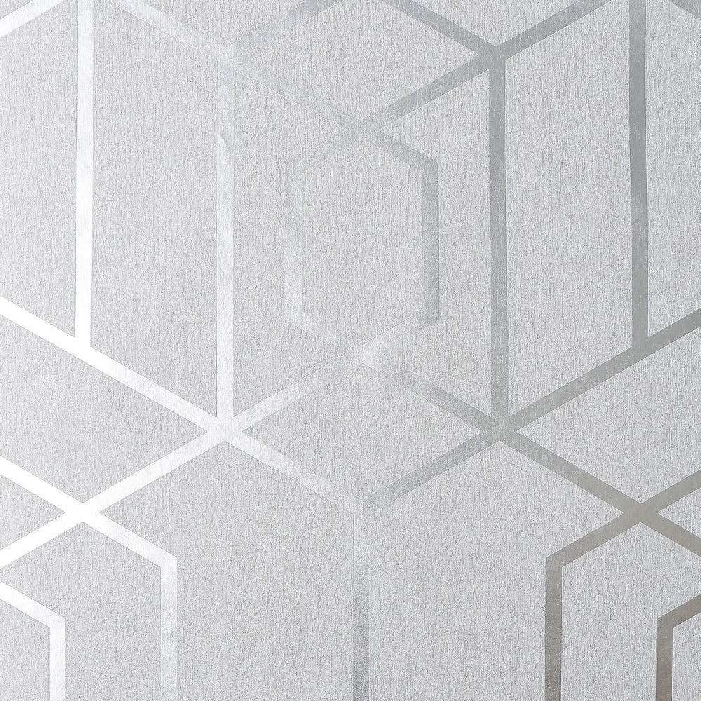 Prism Deco Wallpaper in Silver with Silver Metallic