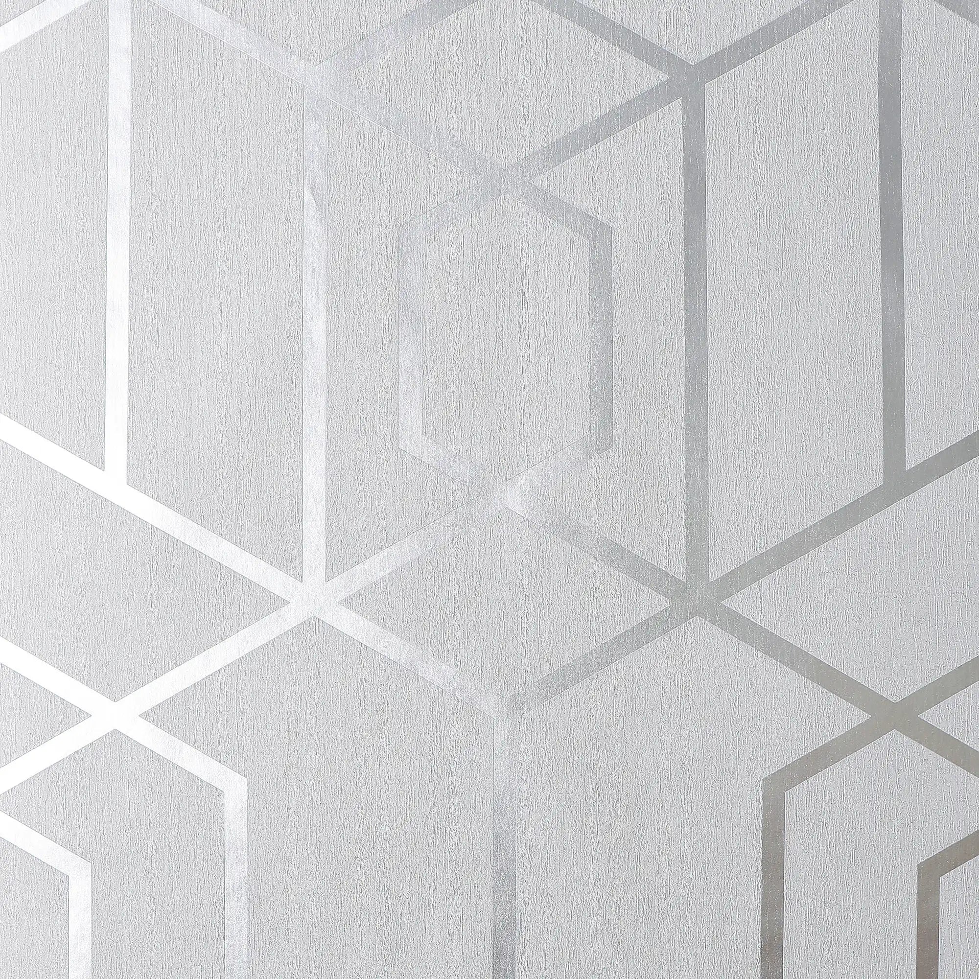 Prism Deco Wallpaper in Silver with Silver Metallic