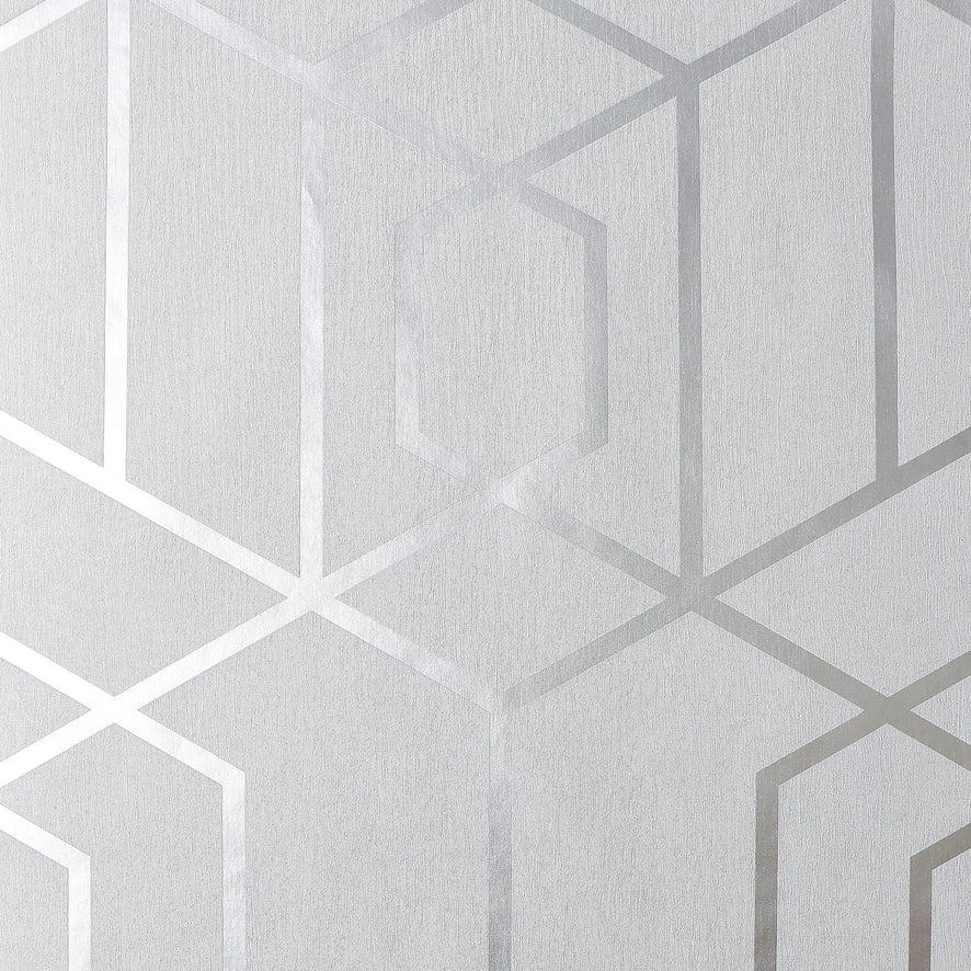 Prism Deco Wallpaper in Silver with Silver Metallic