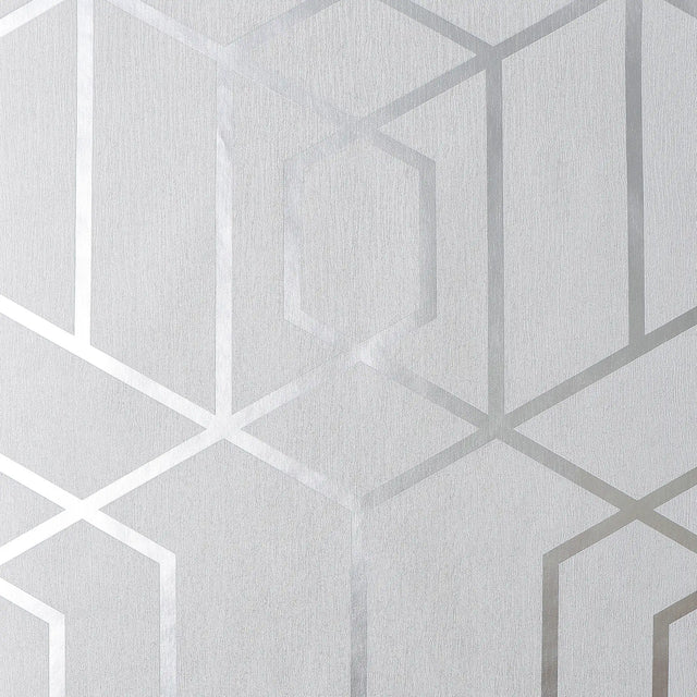 Prism Deco Wallpaper in Silver with Silver Metallic