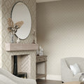 Ditsy Posy Wallpaper in Taupe on Cream