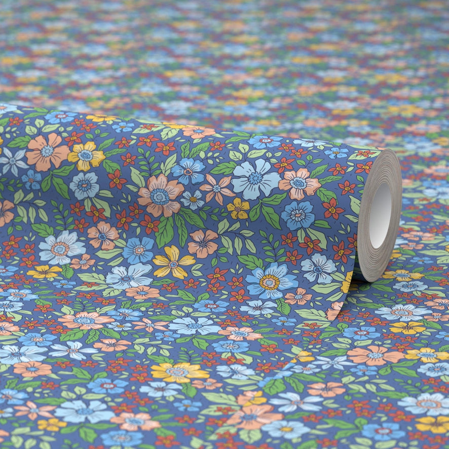Ditsy Gardenia Wallpaper in Blue