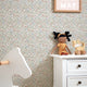 Ditsy Gardenia Wallpaper in Sage, Soft Blues and Peach