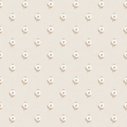 Ditsy Posy Wallpaper in Taupe on Cream