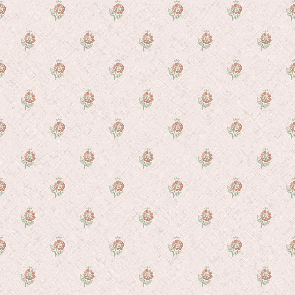 Ditsy Posy Wallpaper in Vintage Pink and Sage