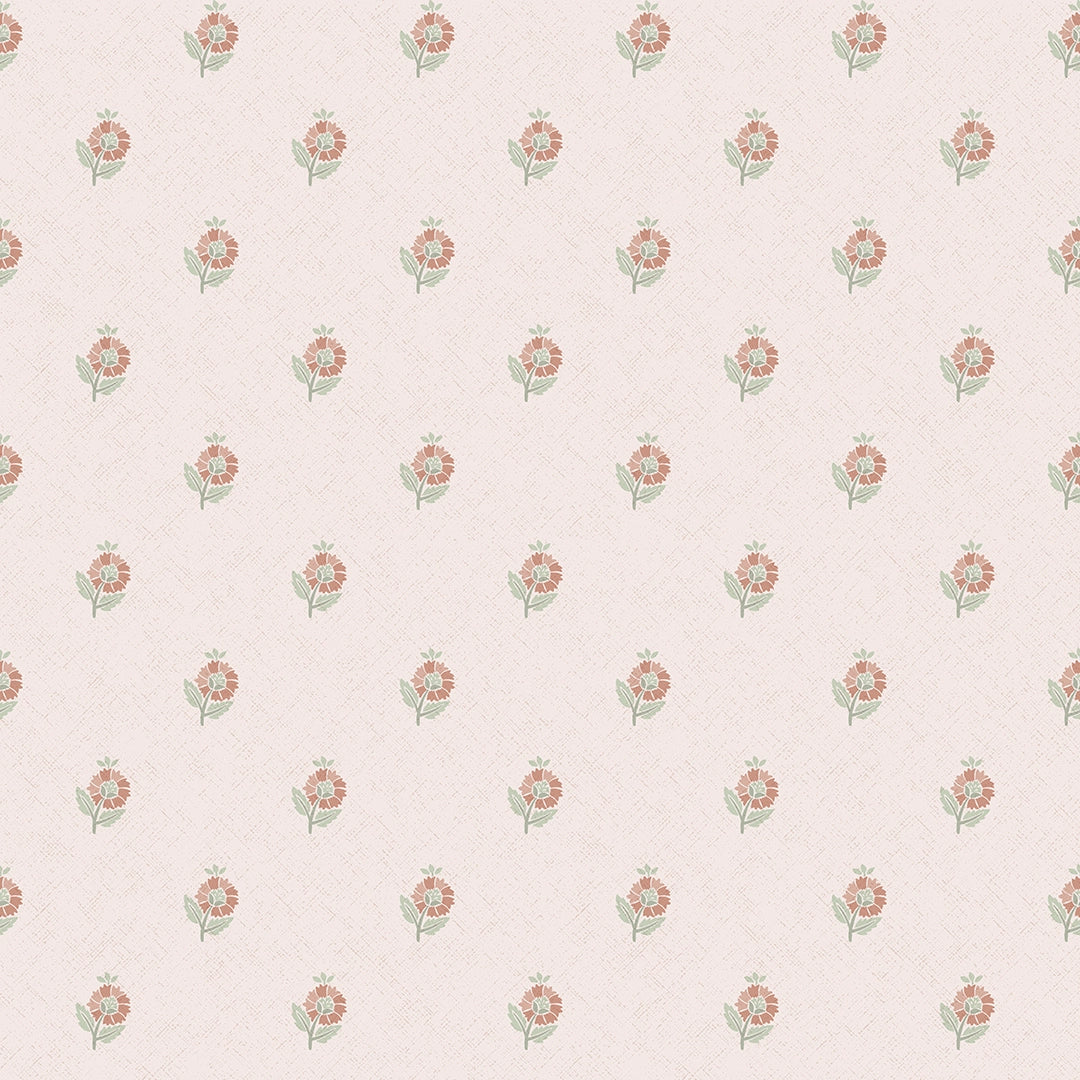 Ditsy Posy Wallpaper in Vintage Pink and Sage