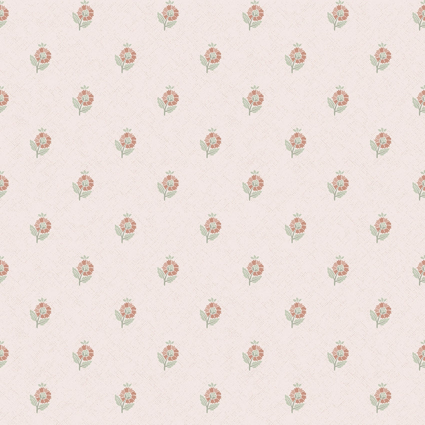 Ditsy Posy Wallpaper in Vintage Pink and Sage