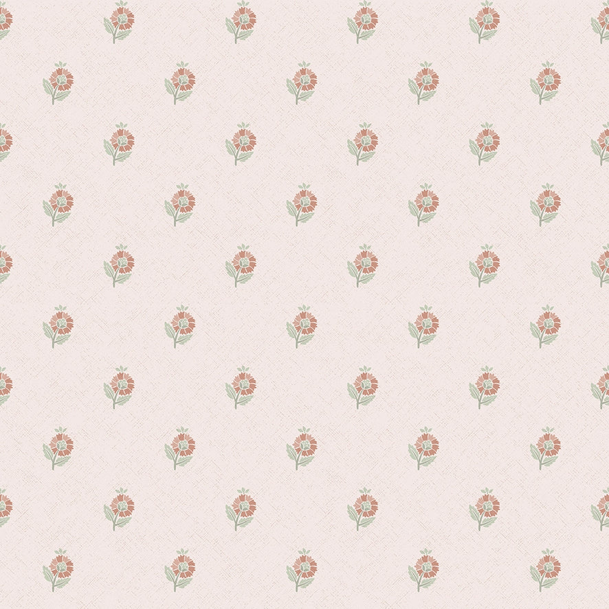 Ditsy Posy Wallpaper in Vintage Pink and Sage