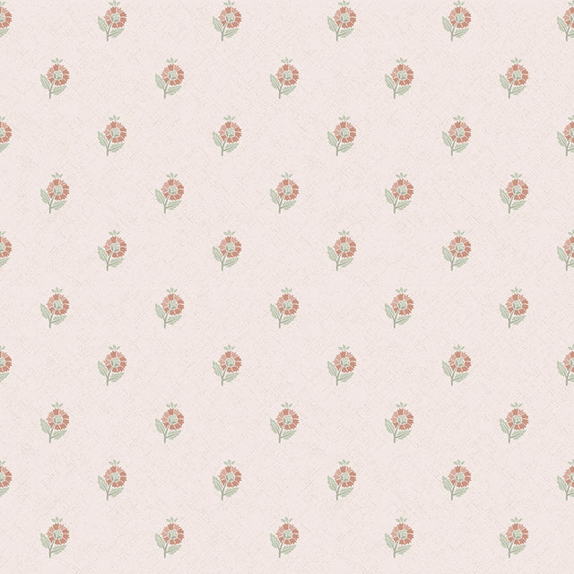 Ditsy Posy Wallpaper in Vintage Pink and Sage