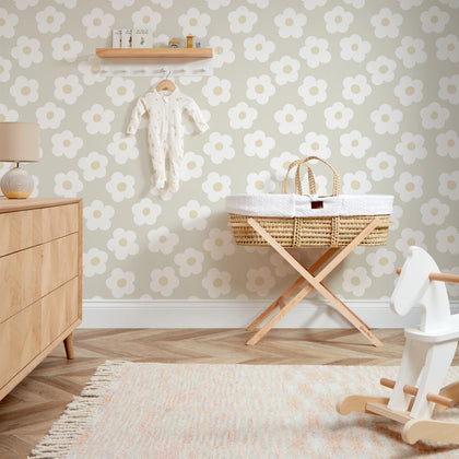 Ditsy Daisy Wallpaper in Stone