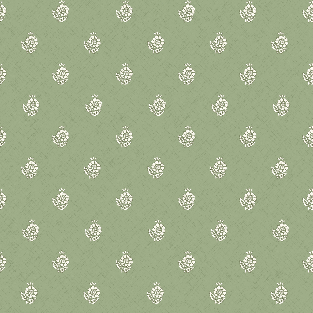 Ditsy Posy Wallpaper in Cream on Pistachio