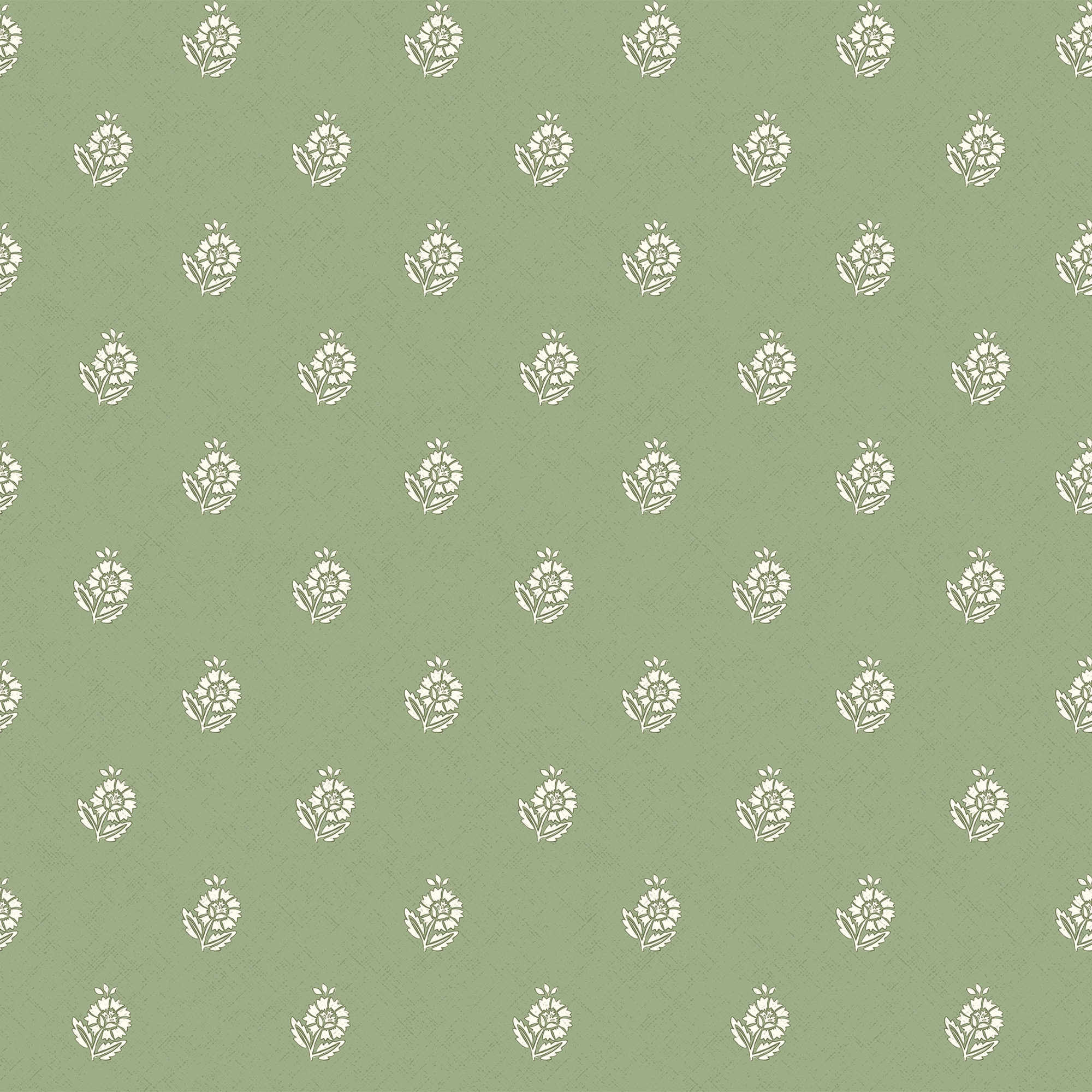 Ditsy Posy Wallpaper in Cream on Pistachio