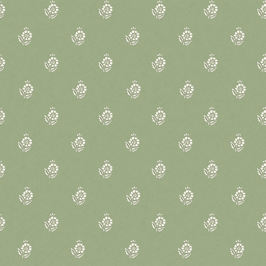 Ditsy Posy Wallpaper in Cream on Pistachio
