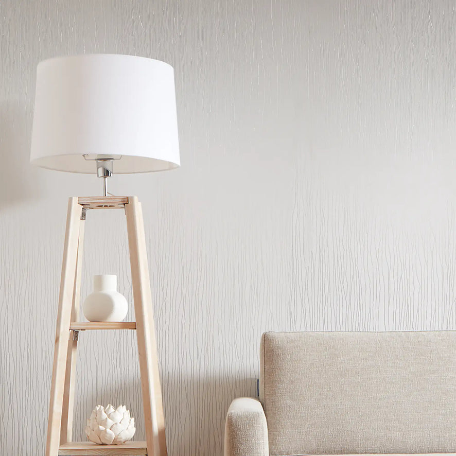 Elena Wallpaper in Ivory with Gold Metallic