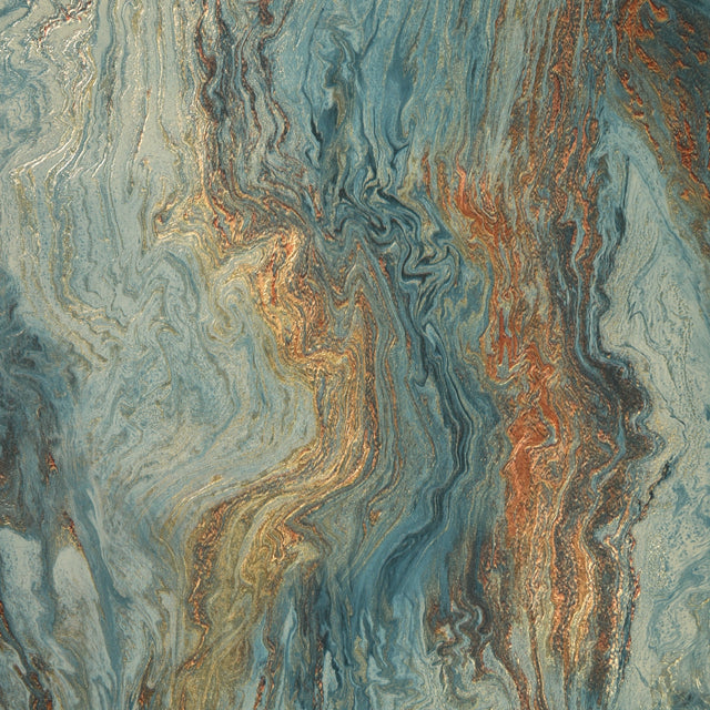 Etna Metallic Wallpaper in Blue and Gold