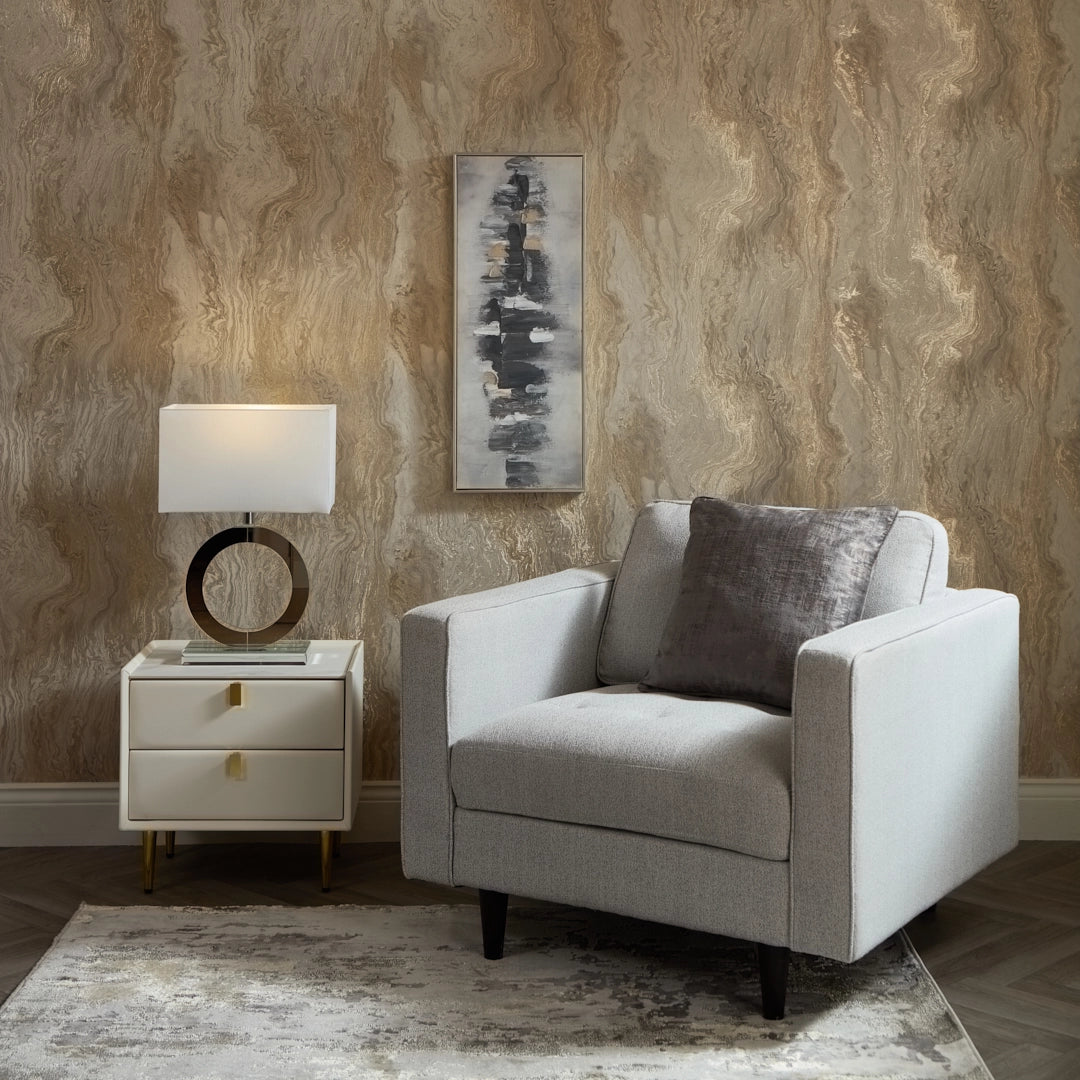 Etna Metallic Wallpaper in Taupe & Gold