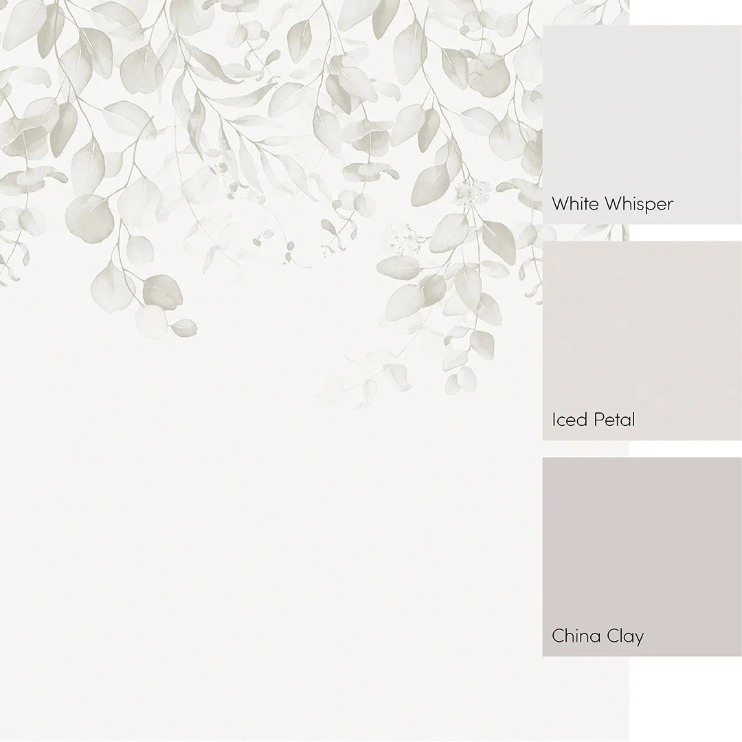 Eucalyptus Cascade Mural in Soft Greys