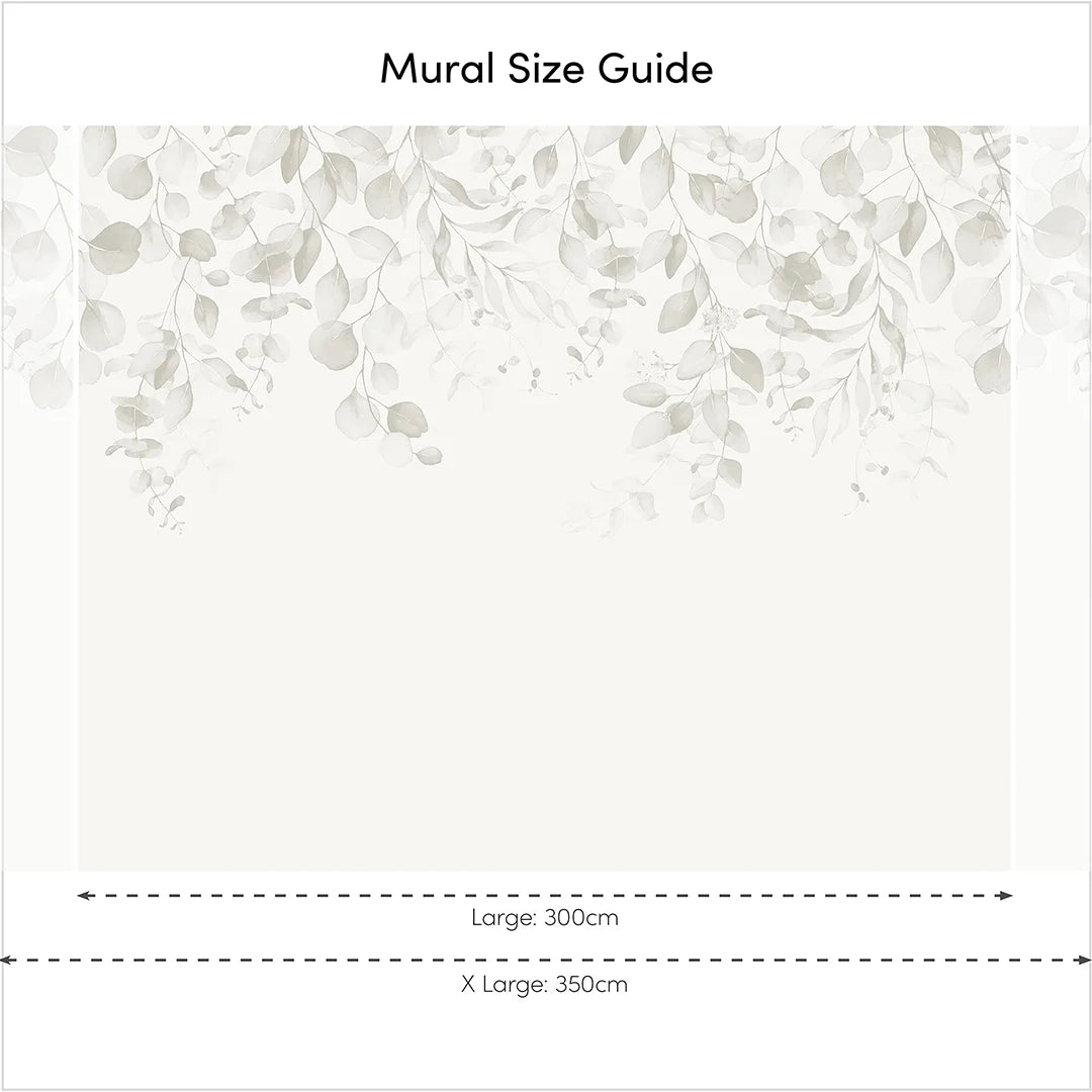 Eucalyptus Cascade Mural in Soft Greys