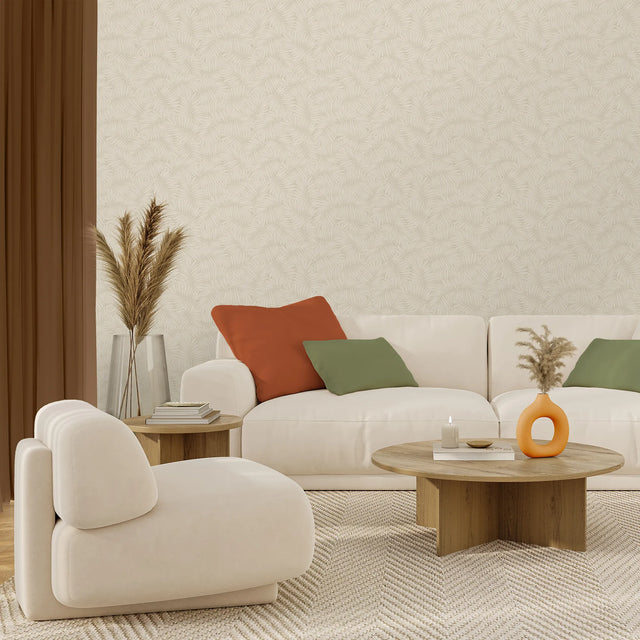 Fern Leaf Wallpaper in Almond Latte