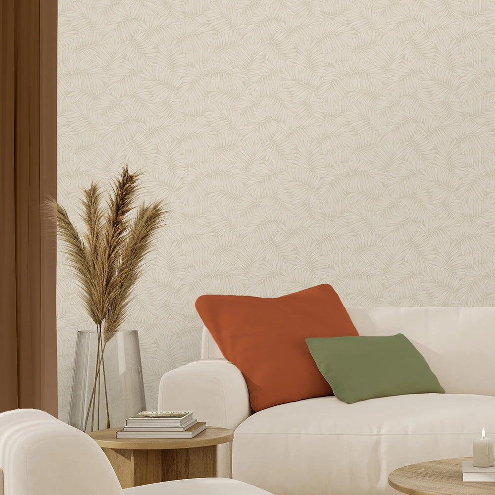 Fern Leaf Wallpaper in Almond Latte