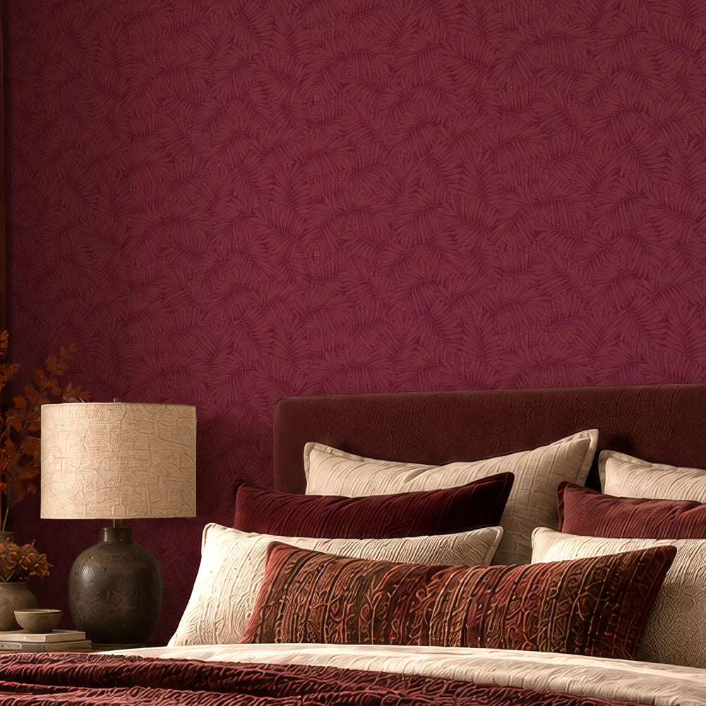 Fern Leaf Wallpaper in Ruby