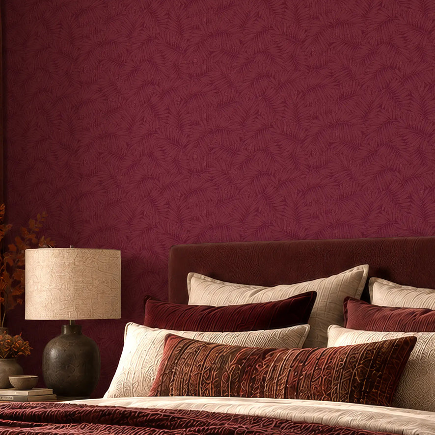 Fern Leaf Wallpaper in Ruby
