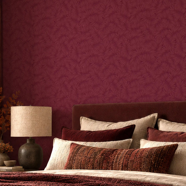 Fern Leaf Wallpaper in Ruby