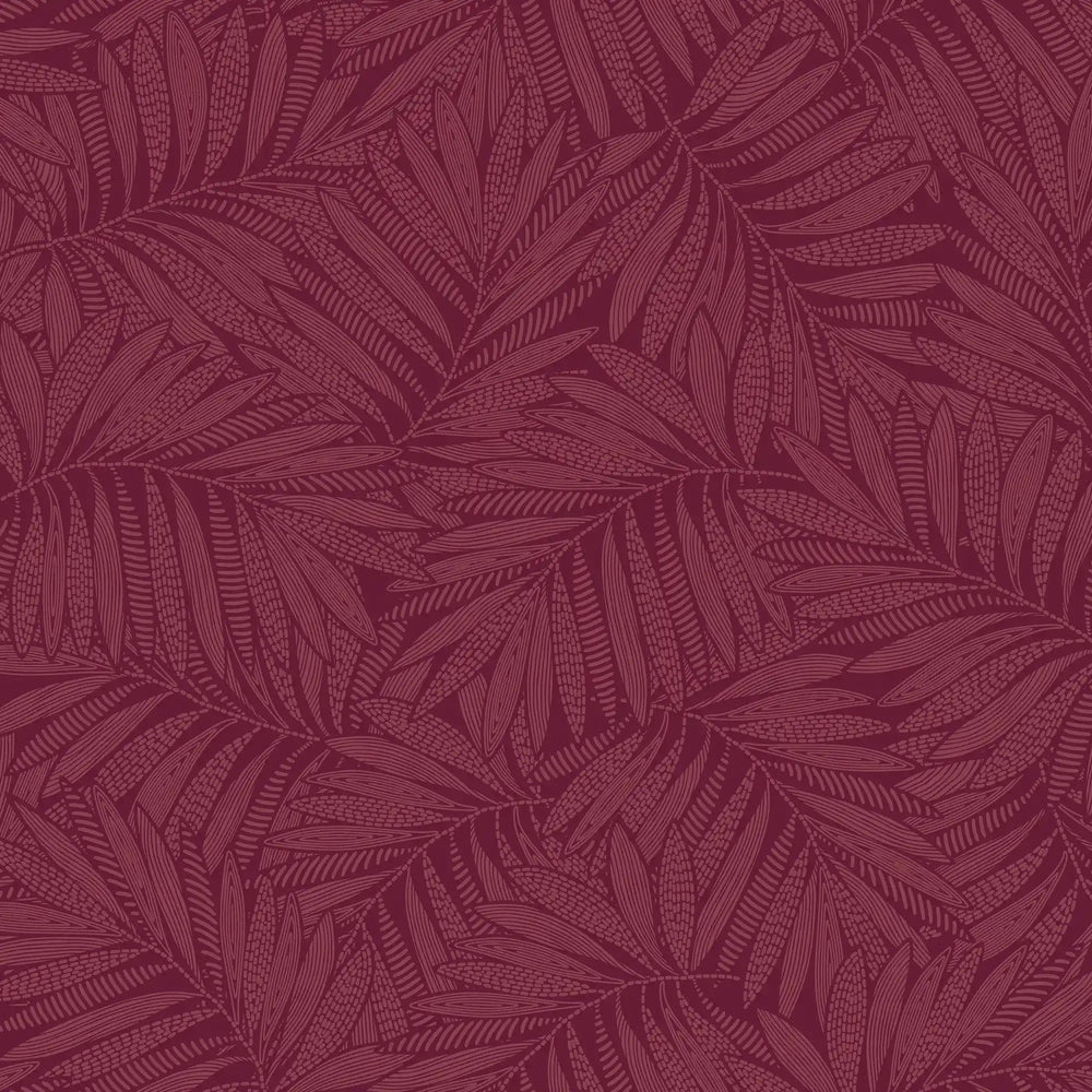 Fern Leaf Wallpaper in Ruby