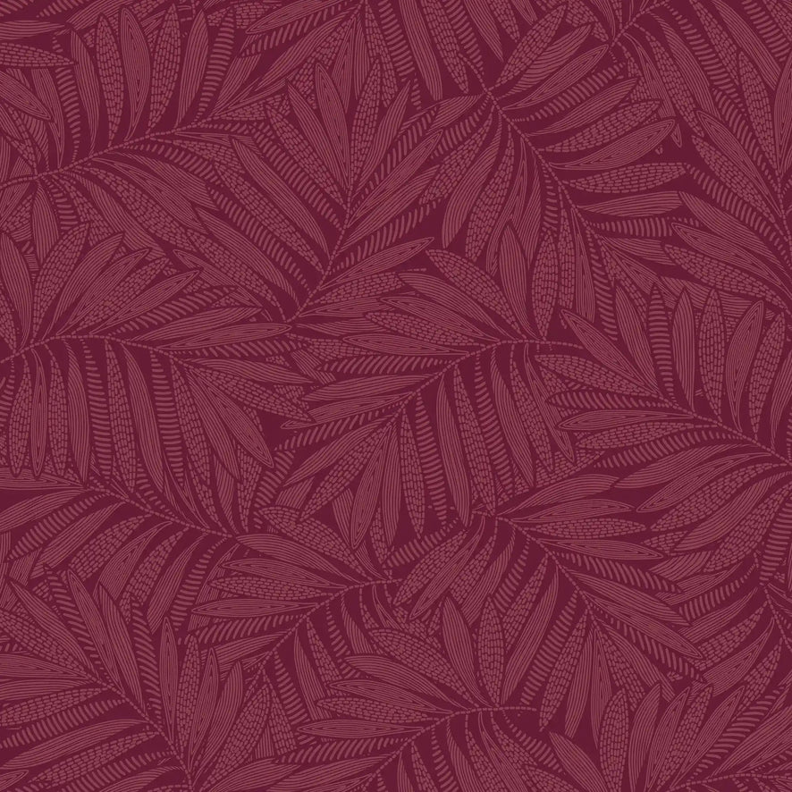 Fern Leaf Wallpaper in Ruby