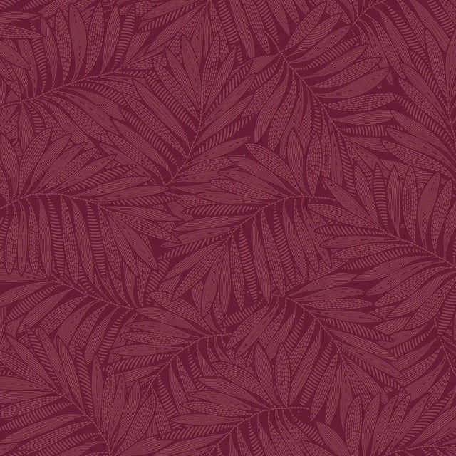 Fern Leaf Wallpaper in Ruby