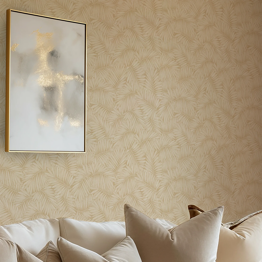 Fern Leaf Wallpaper in Caramel Latte