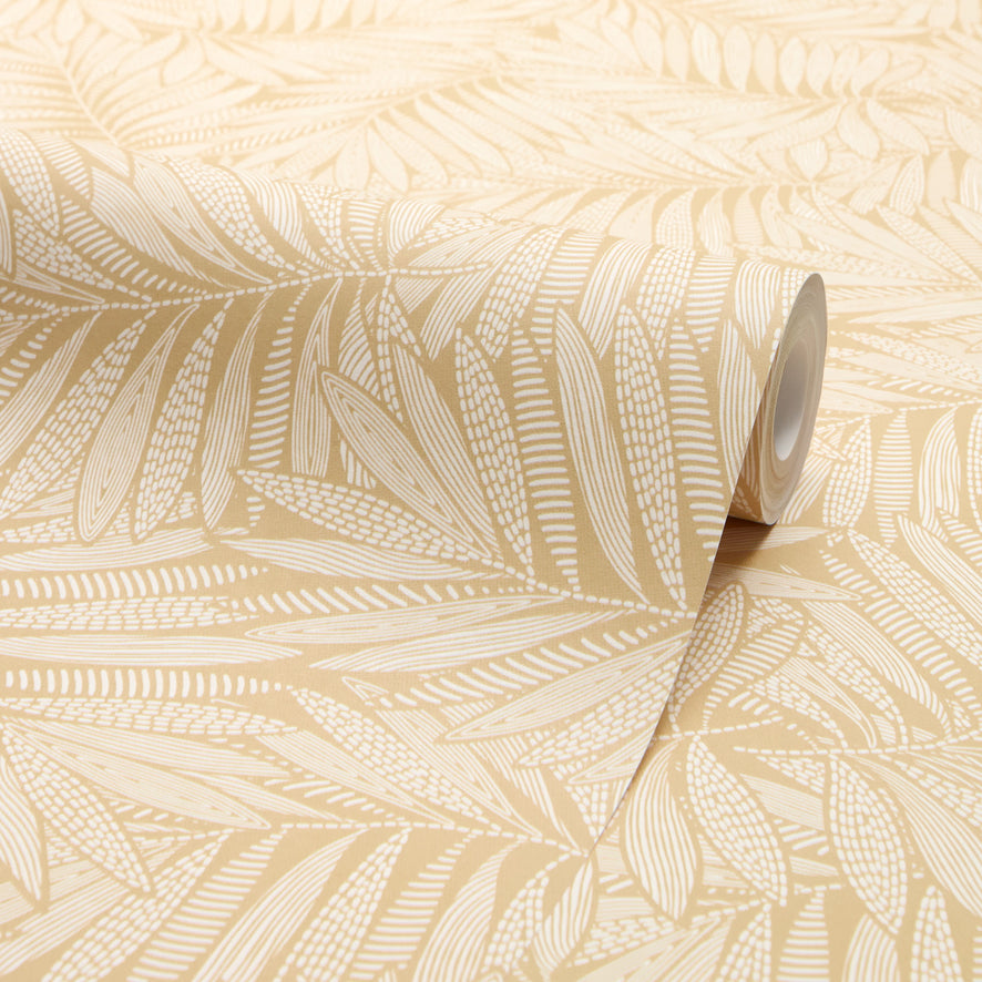 Fern Leaf Wallpaper in Caramel Latte