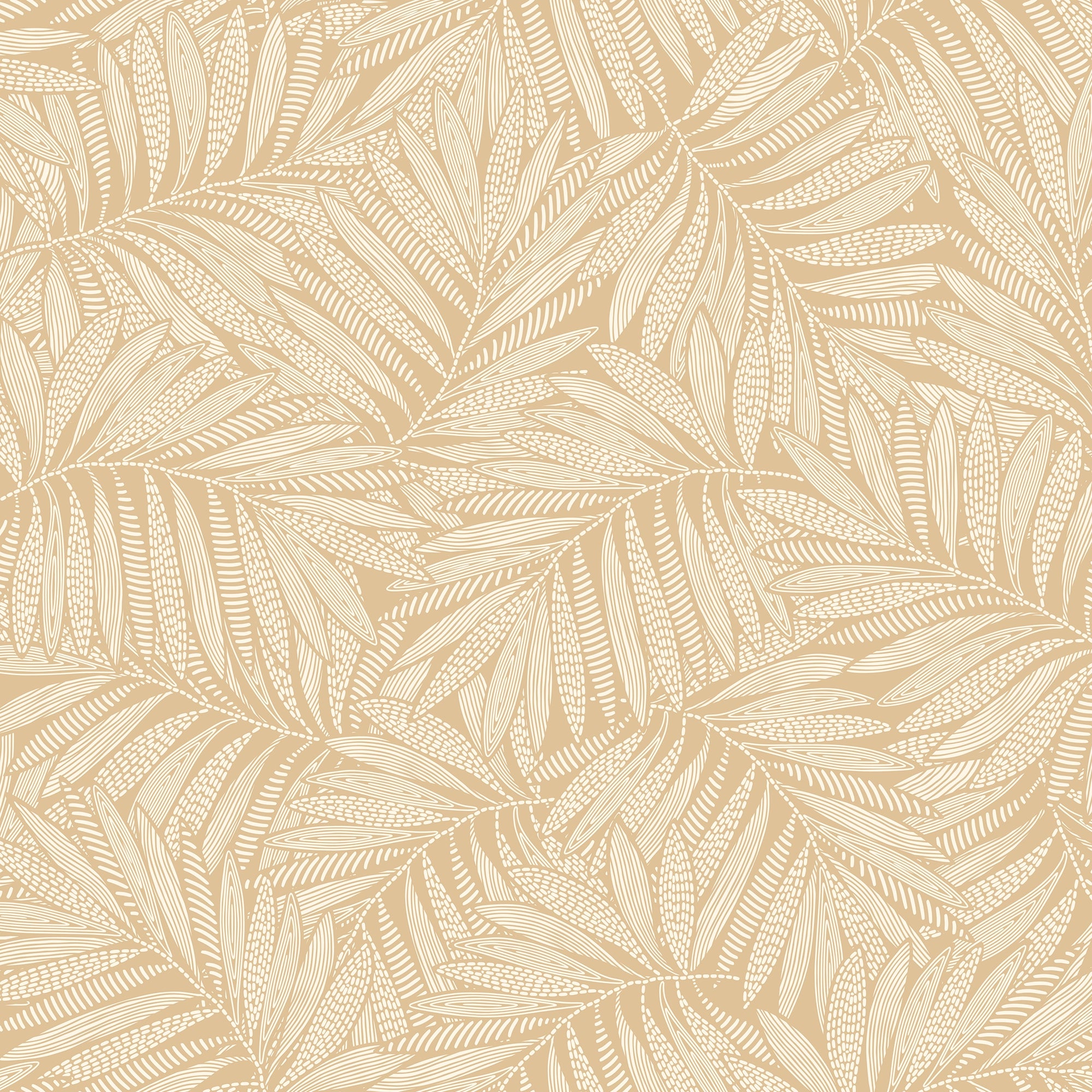 Fern Leaf Wallpaper in Caramel Latte