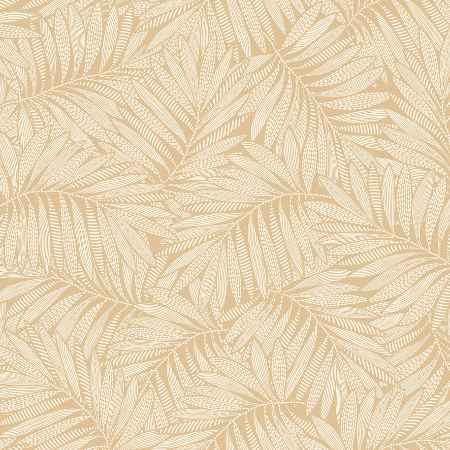 Fern Leaf Wallpaper in Caramel Latte