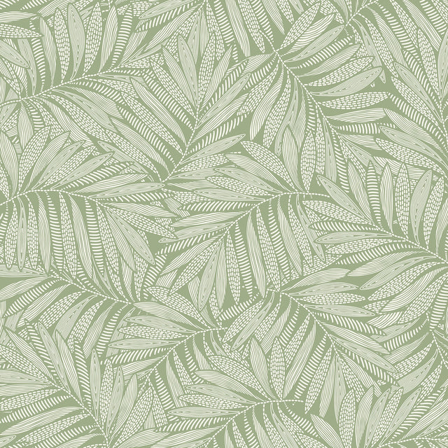 Fern Leaf Wallpaper in Cream on Pistachio